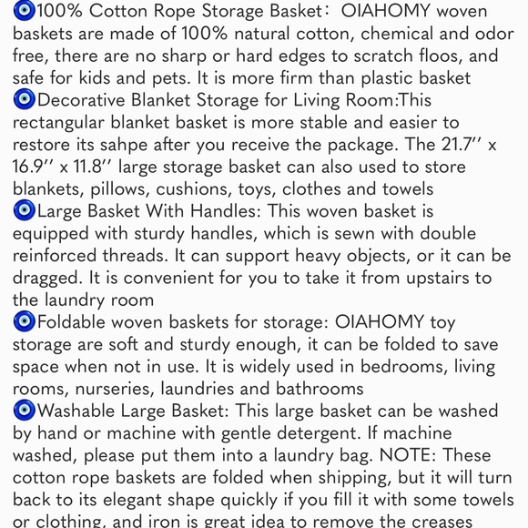 Large Blanket Basket, Rectangle Woven Baskets for Storage,Nursery Blanket Basket - Picture 8 of 8